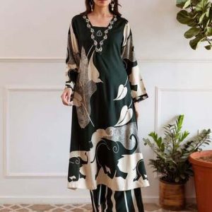 Dark Green Printed Kurta Sets