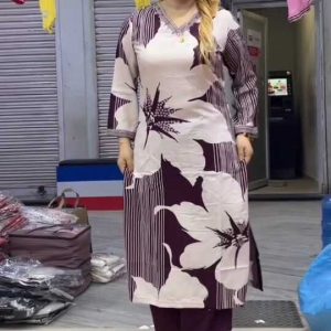 Purple Flower Kurta with Pant F02
